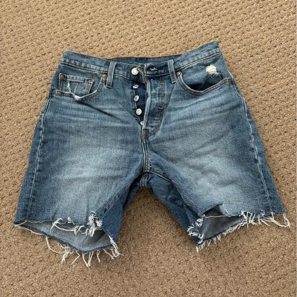 Levi's Blue Jean Shorts Distressed Look